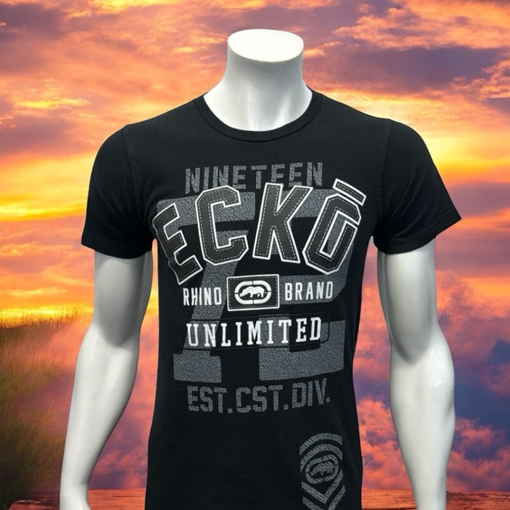 ECKO UNLTD 1972 Black Boot Camp Military Rhino Graphic T-Shirt Size Small SM